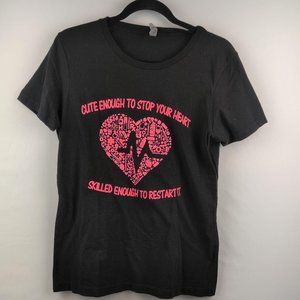 Cute Enough to stop your Heart Nurse T black